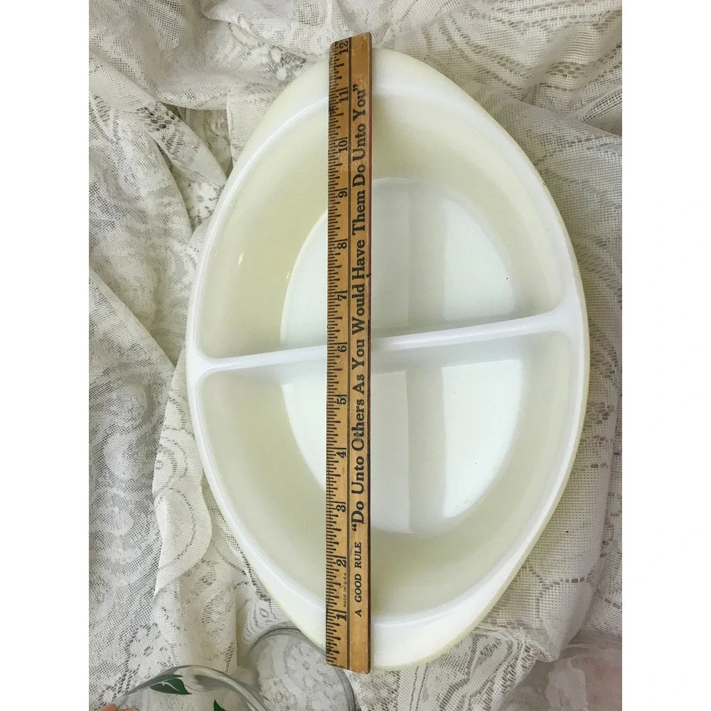 Vintage Glasbake, Yellow Wheat Design, Divided Casserole Dish,‎ Mid Century, USA